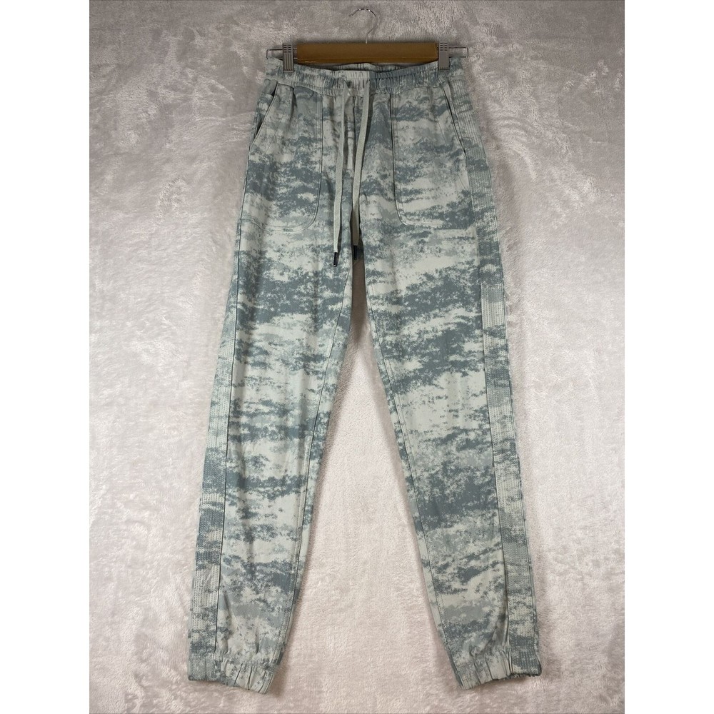 Athleta Womens Farallon Jogger Pants XXSmall Fog Camo Print Pockets Drawstring‎